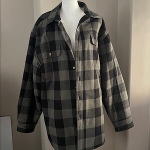 Men's Black and Gray Checkered Shirt, lined, P2P 24” Red Head, flannel type